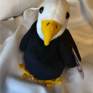Ty Black and White Penguin Plush with Yellow Accents